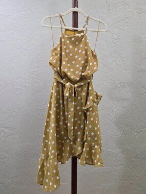 Polka Dot Ruffled Asymmetrical Hem Dress‎